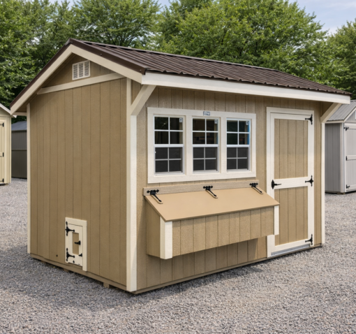 8'x12' Quaker Gable Wood Panel Chicken Coop