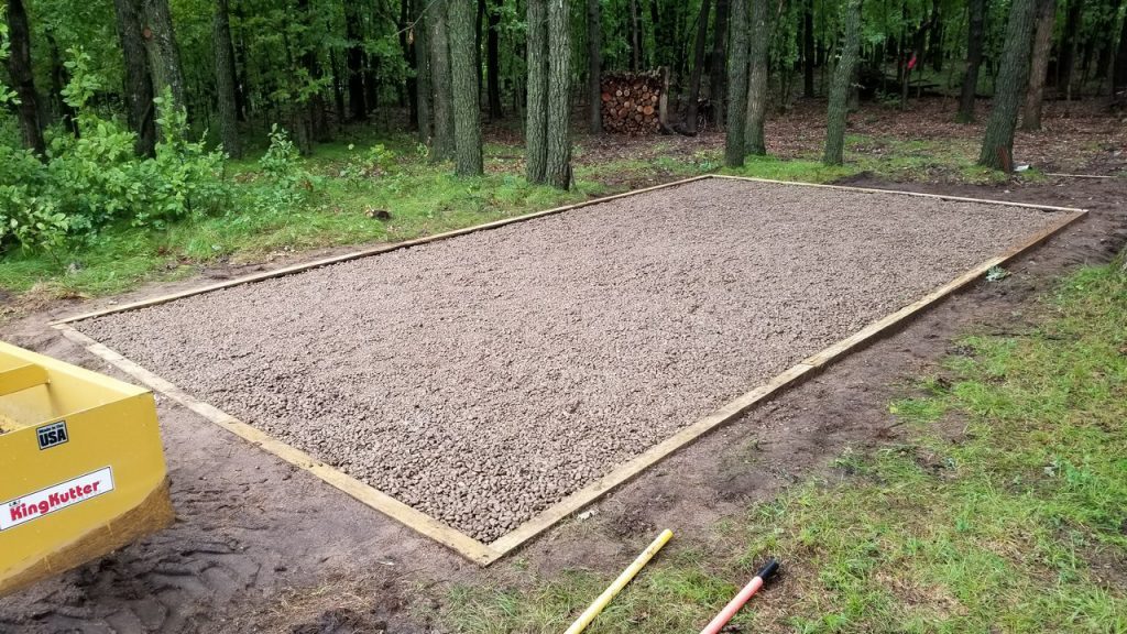 shed base ready for portable cabin installation