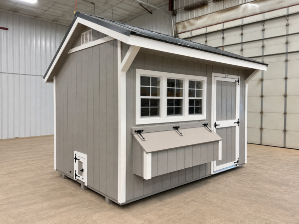 8'x12' Quaker Gable Wood Panel Chicken Coop - HAIL DAMAGE