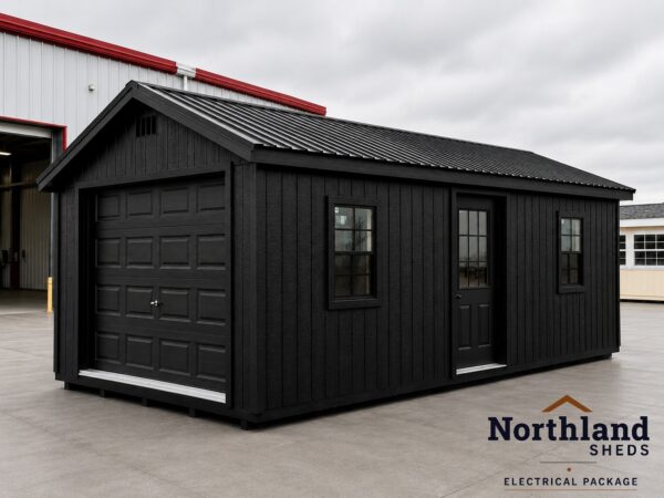 72046-watermarked 12'x24' Ranch Gable Wood Panel Garage
