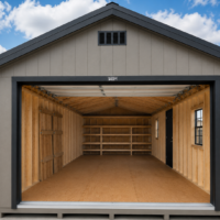 75300-1 14'x32' Ranch Gable Wood Panel Garage