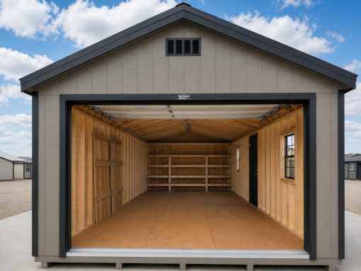 75300-1 14'x32' Ranch Gable Wood Panel Garage