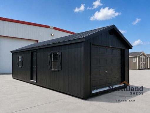 75681-watermarked 14'x32' Ranch Gable Wood Panel Garage