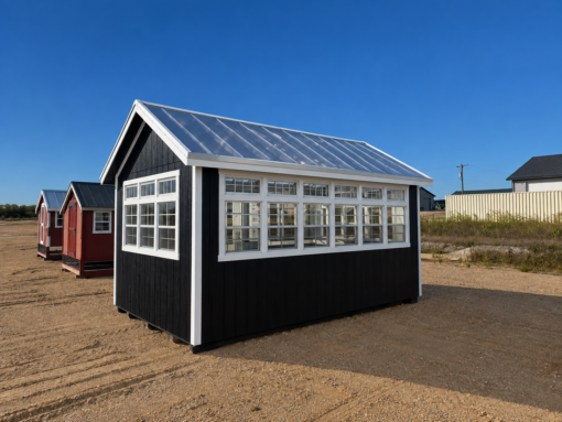 Black Cabin with Translucent Roof and Windows 10'x16' Deluxe Greenhouse