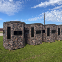 Four Camouflaged Blinds on Grass 6'x6' Octagon Deer Blind
