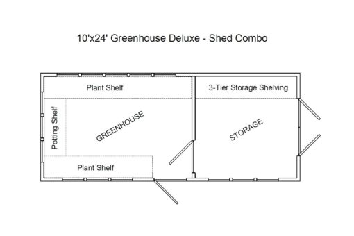 10'x24' Greenhouse - Shed Combo