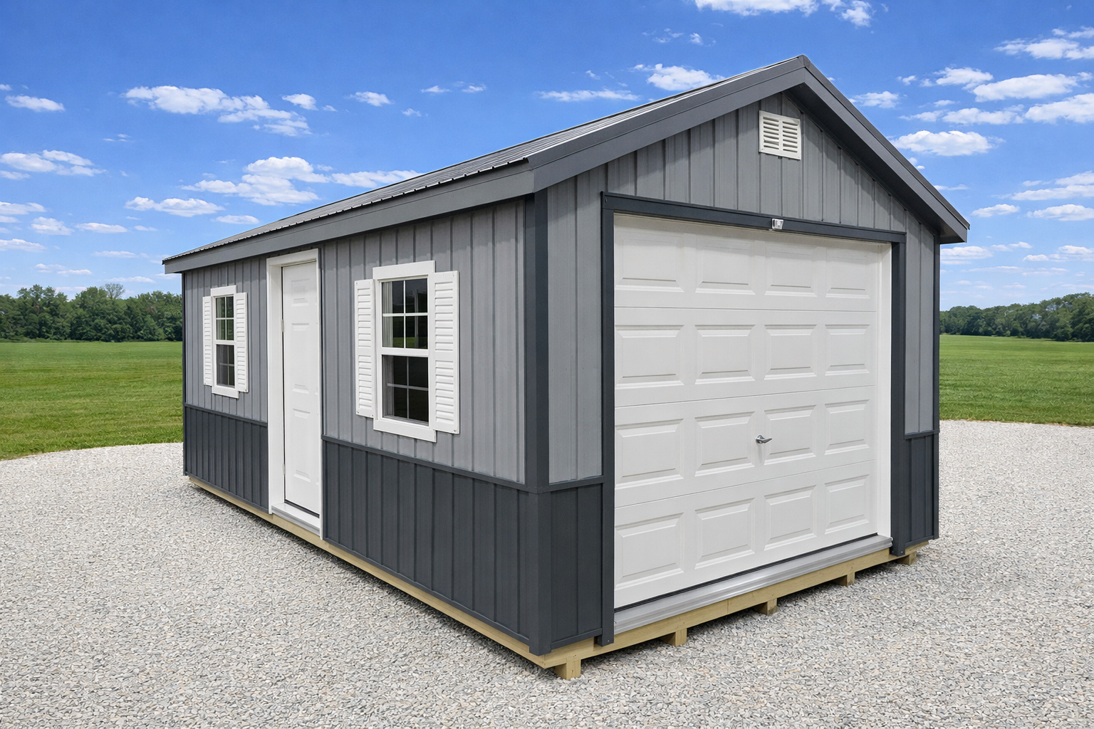 HACHIYARDS 襟付きグレー 12'x24' Ranch Gable Metal Garage For Sale| #56519 | Northland Sheds