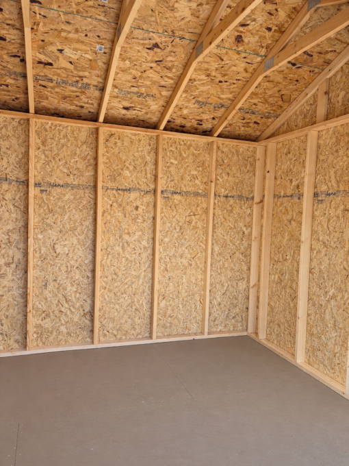 inside 10'x12' Economy Ranch Style Wood Shed